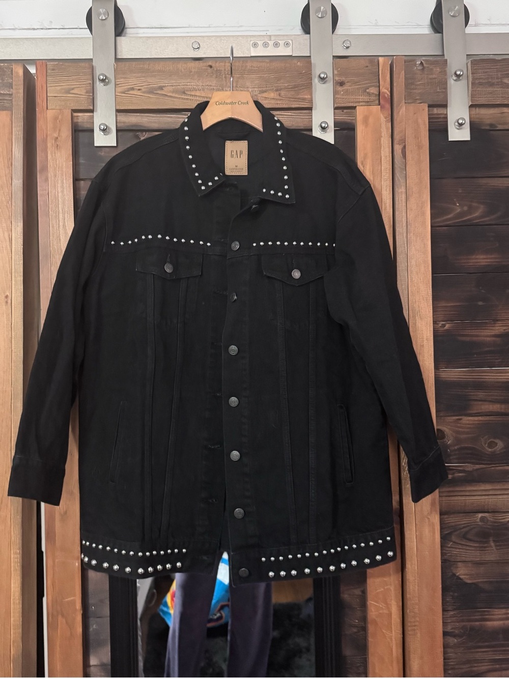 GAP Black Studded Denim Utility Jacket